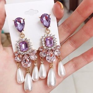 Kpop Victorian Pearl Crystal Baroque Earrings